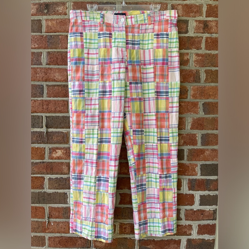 ☀️ Brooks Brothers 346 Patchwork Pants Women’s 10 Indian Madras Cotton Colorful